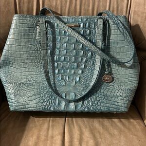 Brahmin Teal Crocodile-Embossed Tote